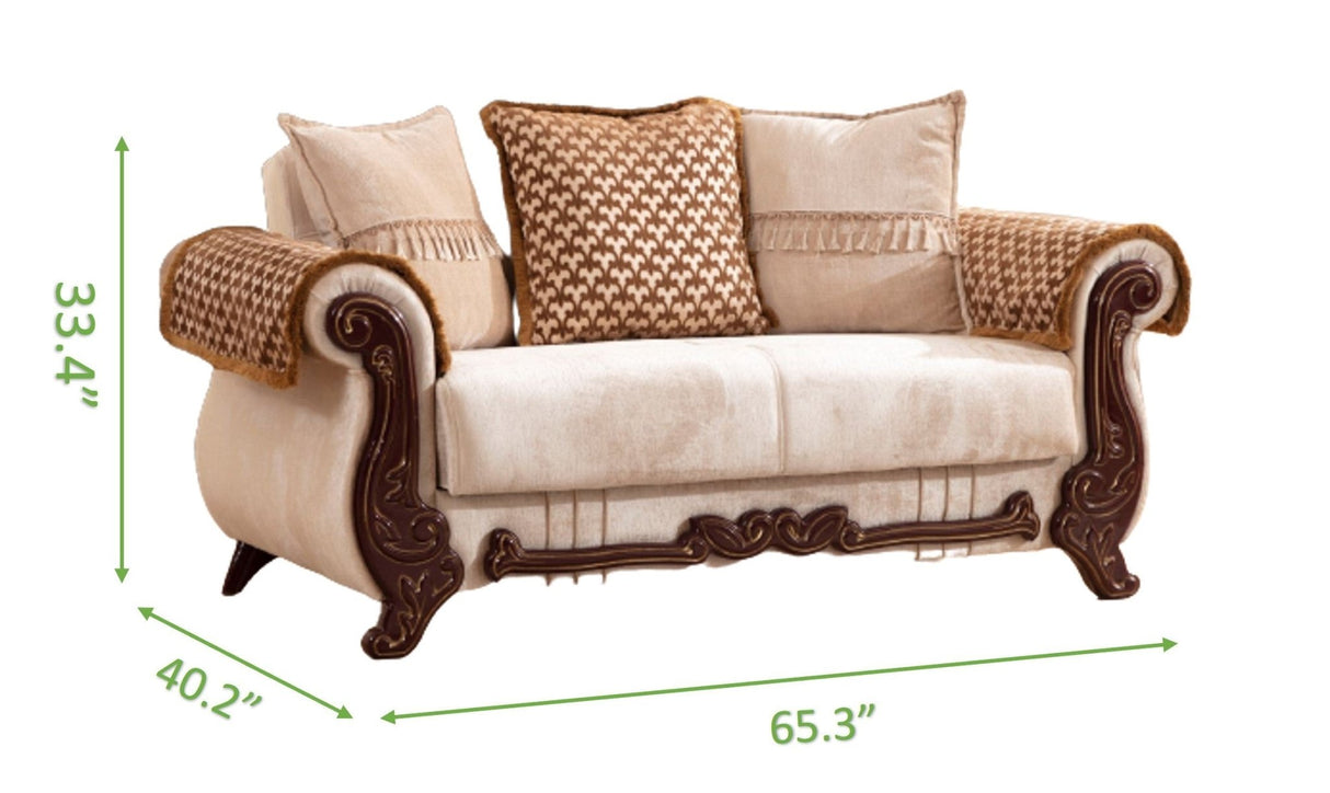 Carmen Loveseat Made With Chenille Upholstery in Beige Color | Home Elegance USA