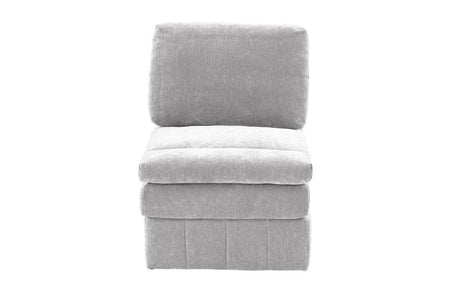 Contemporary 5pc Set Modular Sectional Set 1x One Arm Chair / Wedge 2x Armless Chair 2x Ottoman Granite Color Morgan Fabric Plush Living Room Furniture - sold by Home Elegance USA