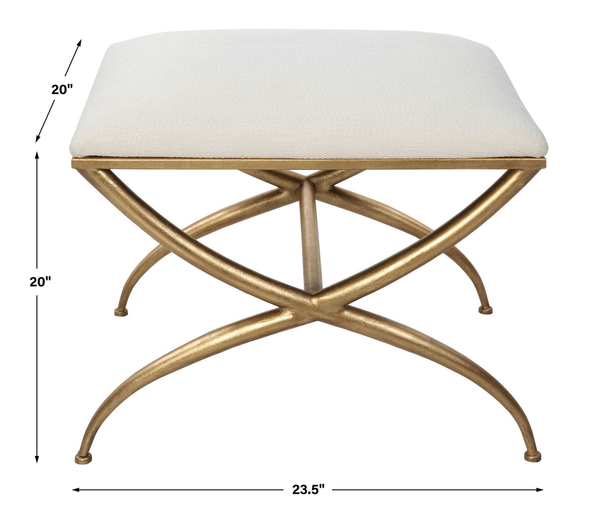 Crossing Small Bench - White / Gold by Uttermost - View 6