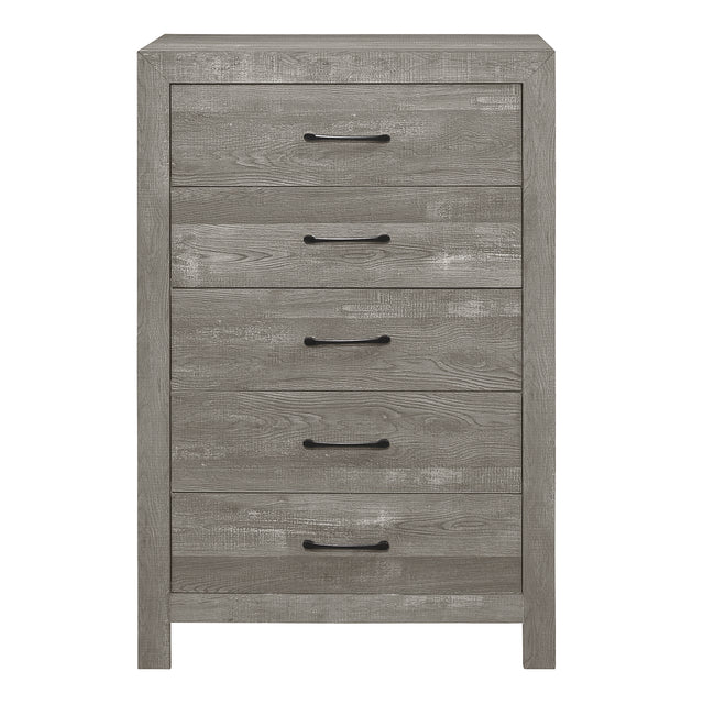 Rustic Design Gray Finish 1pc Chest with Storage Drawers Black Metal Hardware Bedroom Furniture