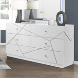 Glamorous White Finish 6-Drawers Dresser Geometric Design Accents Bedroom Furniture 1pc