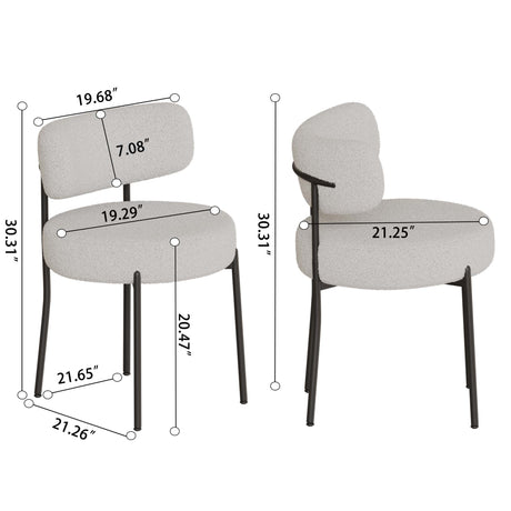 63' medieval modern cream style MDF dining table and 6 sets of circular cushioned armless dining chairs. Assemble desktop and black metal leg dining chair set, suitable for home & kitchen - sold by Home Elegance USA