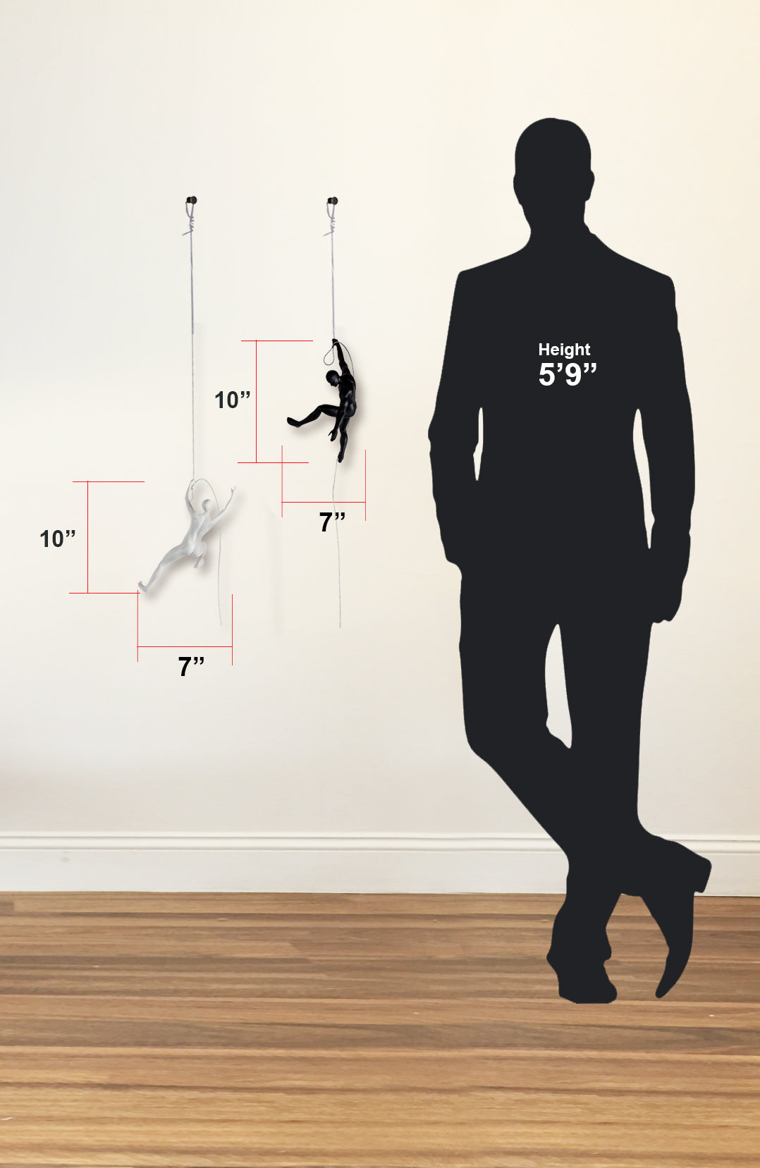 Climbing Couple Set of Two Wall Sculptures // Matte White and Chrome  | Finesse