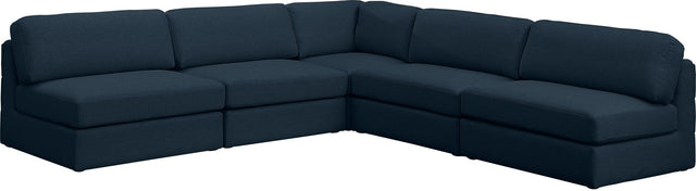 Beckham - Modular Sectional 5 Piece - Navy - Fabric - Modern & Contemporary | Home Elegance USA