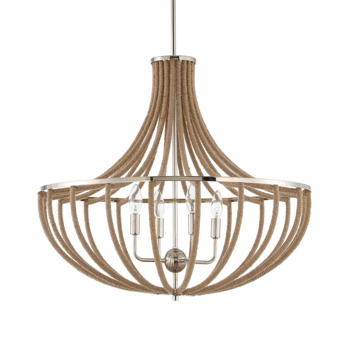 Lovelock 4 Light Rope Empire Chandelier - Light Brown by Uttermost - View 3