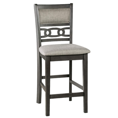 Transitional Style Gray Finish 5pc Counter Height Dining Table Set 1x Table 4x Chairs Round Table Open Shelves Padded Seat And Back - sold by Home Elegance USA