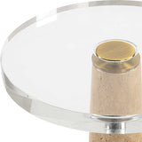 Niari Travertine Drink Table - Light Brown by Uttermost - View 3