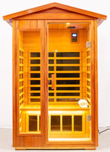 Two person Far infrared Khaya wood outdoor sauna room (Roof & Floor) - Home Elegance USA