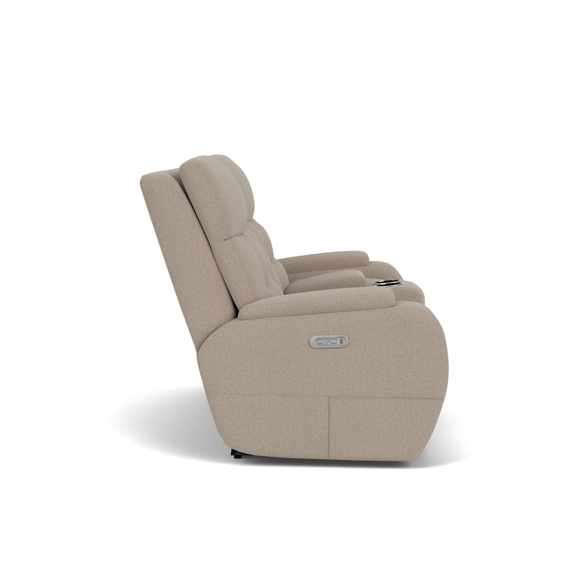 Strait Leather Power Reclining Loveseat With Console & Power Headrests | Flexsteel