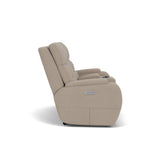 Strait Leather Power Reclining Loveseat With Console & Power Headrests | Flexsteel
