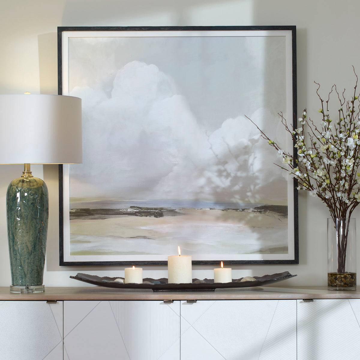 Soft Clouds Framed Print - Silver by Uttermost - View 2