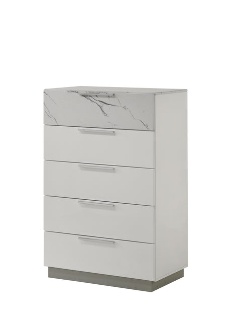 Mist Queen 5-Piece Set – Two-Tone High-Gloss Marble & Lacquer Finish with LED Lighting, Spacious Velvet-Lined Storage White (NJ Inventory) - sold by Home Elegance USA