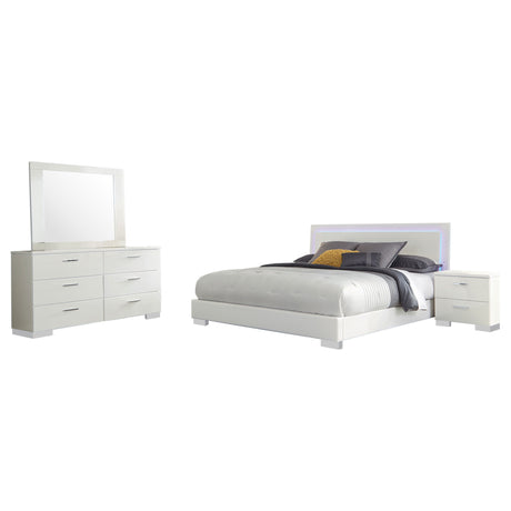 Dulcey White High Gloss 4-piece Queen Bedroom Set - sold by Home Elegance USA