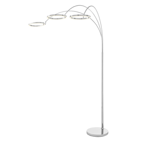 LED Three Ring Hong Kong  Arc Floor lamp // Chrome, Not Dimmable  | Finesse