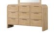 Contemporary Style Natural Finish 1pc Dresser Only Solid Rubber wood Bedroom Furniture 9-Drawers Metal Finger Pulls