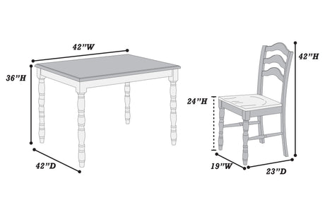 White 5-Pc Counter Height Dining Set Dining Table 4 x Chairs Natural wood Grain Look Table Top Classic Dining Room - sold by Home Elegance USA