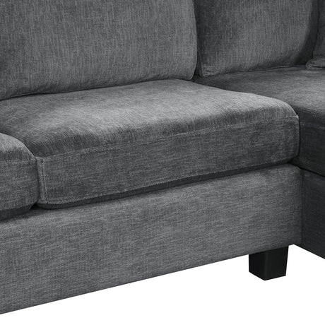 U-shaped Sectional Sofa Chenille Upholstered with Movable Storage Ottoman, Dark Gray, 111.8' - sold by Home Elegance USA