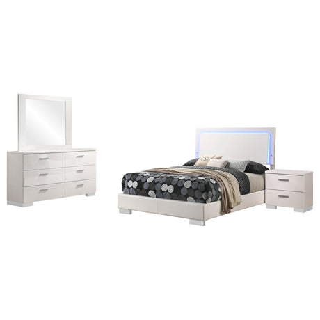 Dulcey White High Gloss 4-piece Full Bedroom Set - sold by Home Elegance USA
