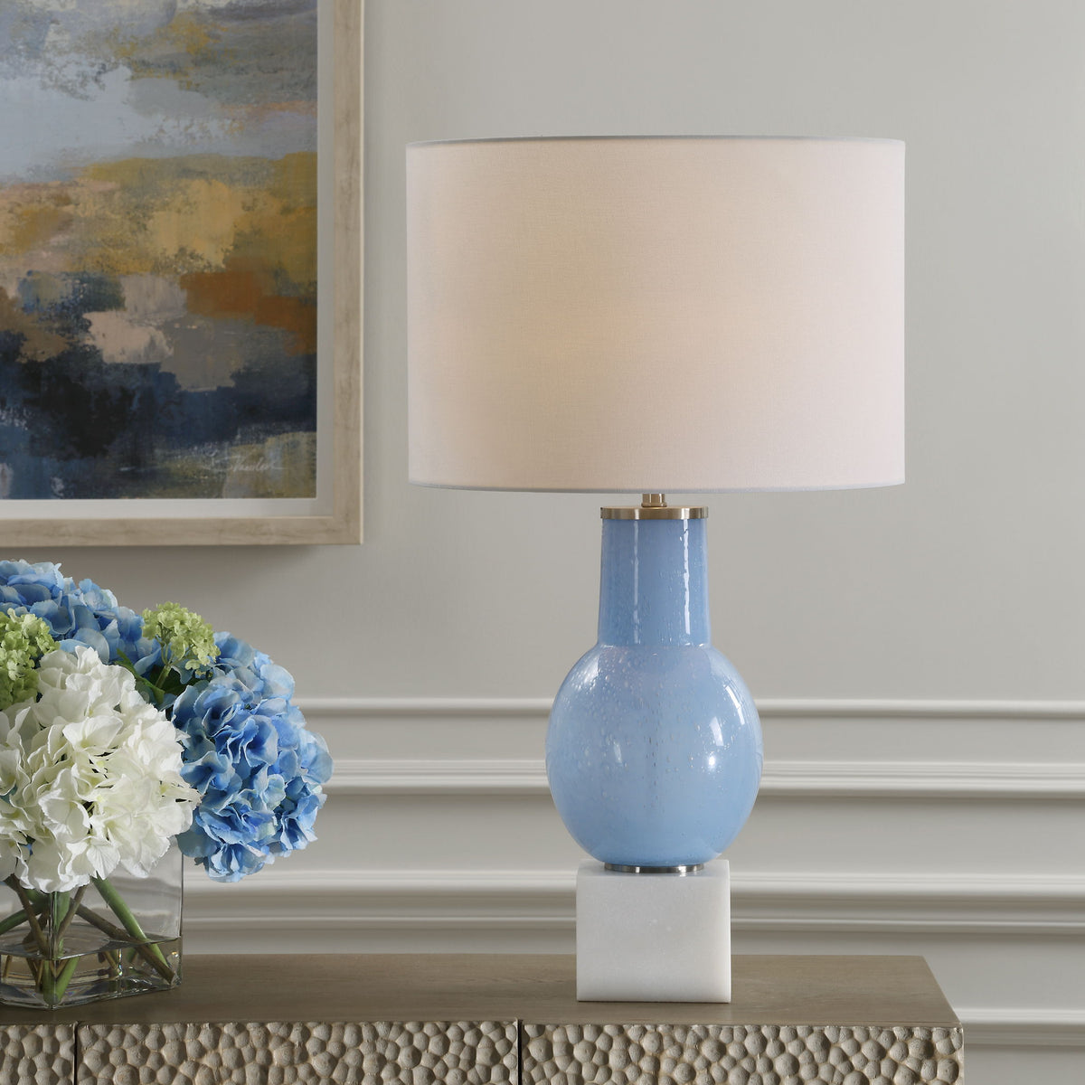 Clear Sky Blue Glass Table Lamp by Uttermost - View 2