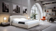 Queen - Lambert - Modern Beige Fabric Upholstered Bed - View Image 1