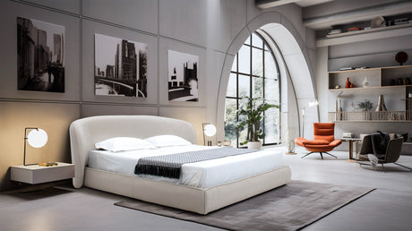 Queen - Lambert - Modern Beige Fabric Upholstered Bed - View Image 1
