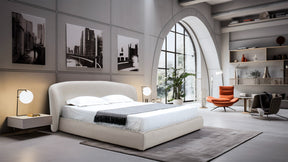 Eastern King - Lambert - Modern Beige Fabric Upholstered Bed - View Image 1