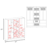 Kibo 6 Doors Armoire, One Drawer, Rod, Seven Interior Shelves, White -Bedroom - sold by Home Elegance USA