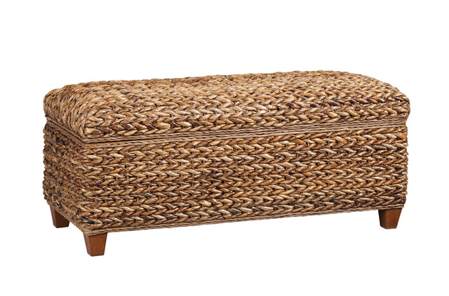 Storage Bench - Laughton Hand-Woven Banana Leaf Storage Trunk Amber