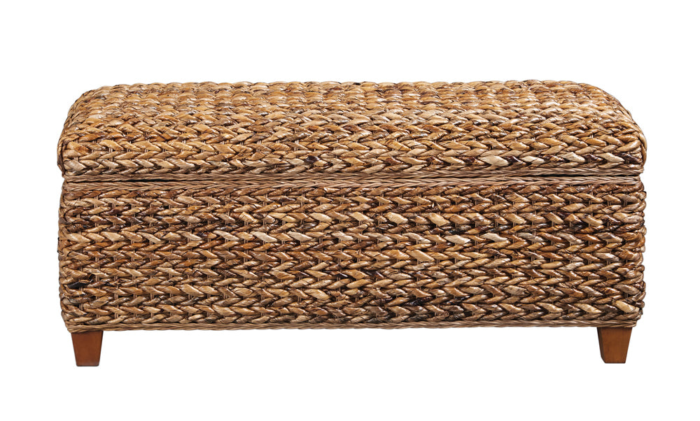 Storage Bench - Laughton Hand-Woven Banana Leaf Storage Trunk Amber