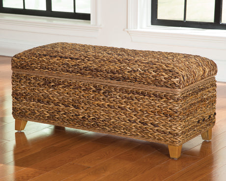 Storage Bench - Laughton Hand-Woven Banana Leaf Storage Trunk Amber