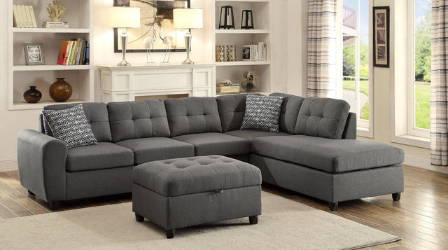 Stonenesse Upholstered Tufted Sectional with Storage Ottoman Grey - 500413 - S2 - image - 1