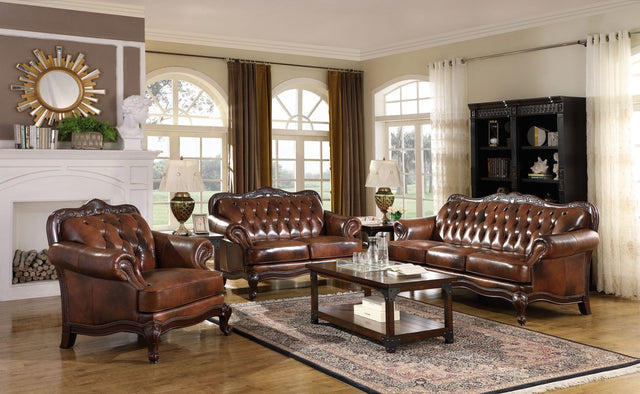 Victoria Upholstered Tufted Living Room Set Brown - 500681 - S3 - image - 1