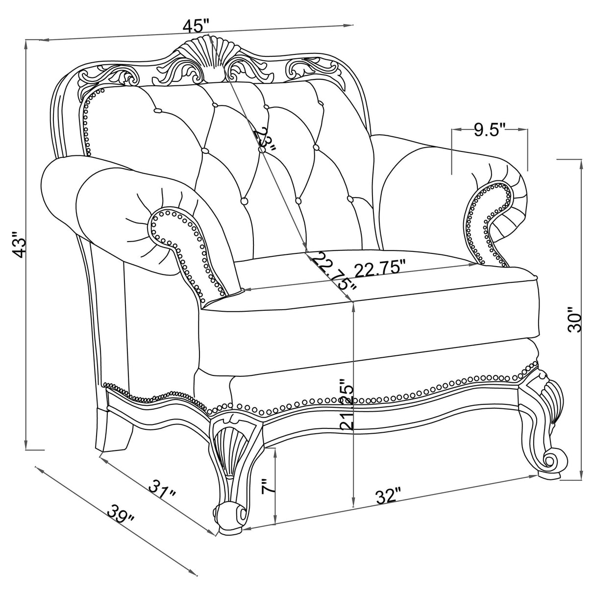 Victoria Upholstered Tufted Living Room Set Brown - 500681 - S3 - image - 10