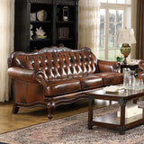 Sofa - Victoria Rolled Arm Sofa Tri-tone and Brown