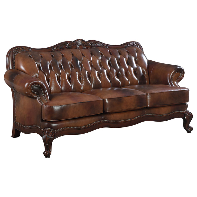 Sofa - Victoria Rolled Arm Sofa Tri-tone and Brown