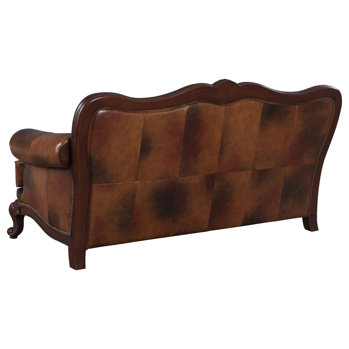 Sofa - Victoria Rolled Arm Sofa Tri-tone and Brown