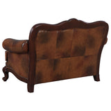 Loveseat - Victoria Tufted Back Loveseat Tri-tone and Brown