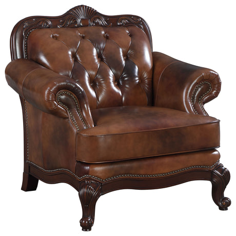 Chair - Victoria Rolled Arm Chair Tri-tone and Brown