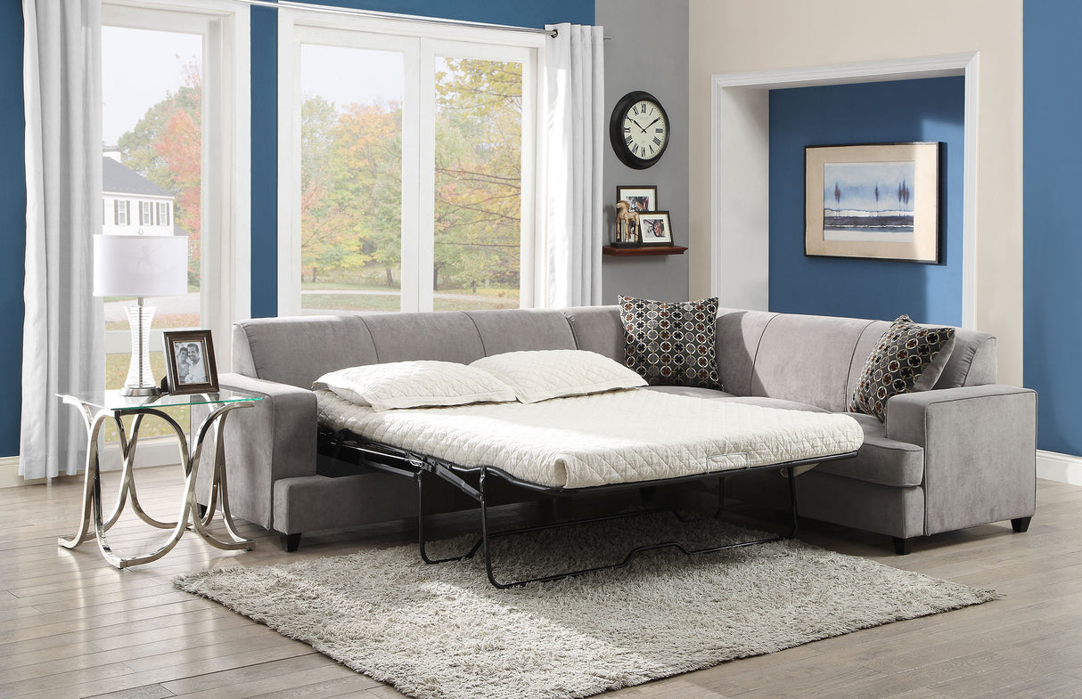 Sleeper Sectional - Tess L-shape Sleeper Sectional Grey