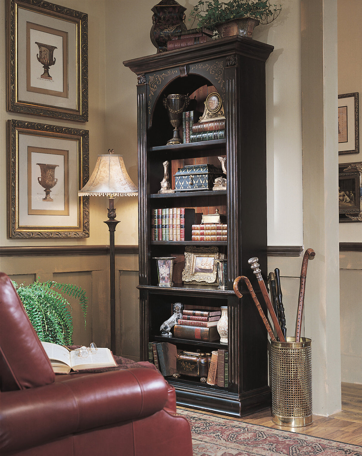 Black Bookcase with Gold Accents 5-Shelf – Hooker Furniture - sold by Home Elegance USA