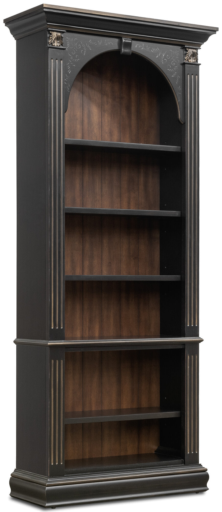 Black Bookcase with Gold Accents 5-Shelf – Hooker Furniture - sold by Home Elegance USA