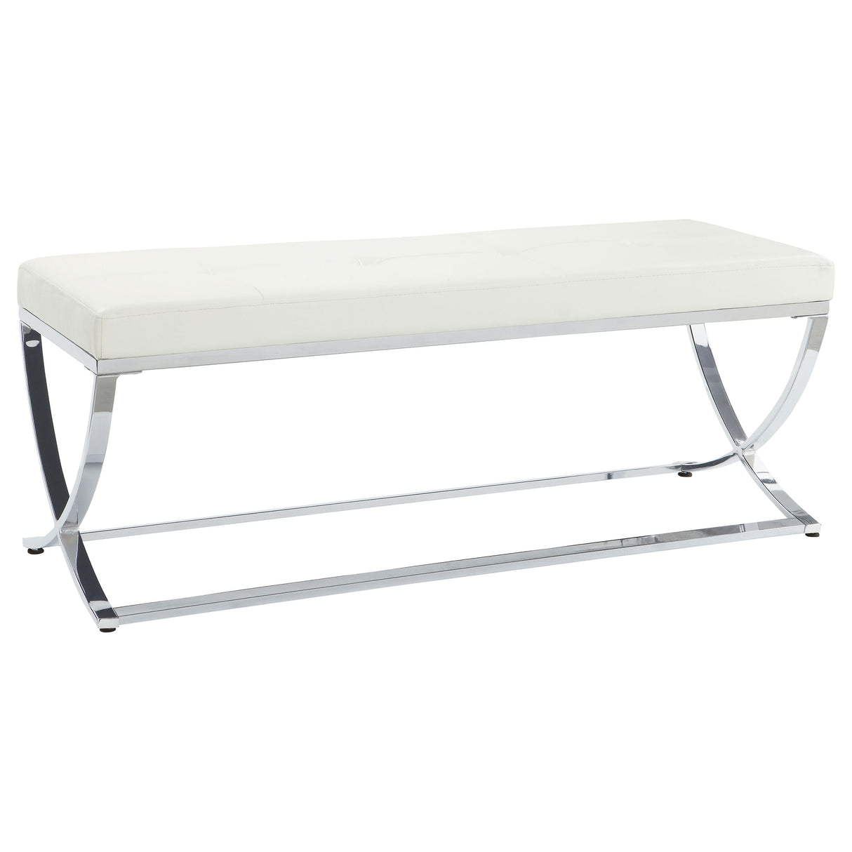 Bench - Walton Bench with Metal Base White and Chrome