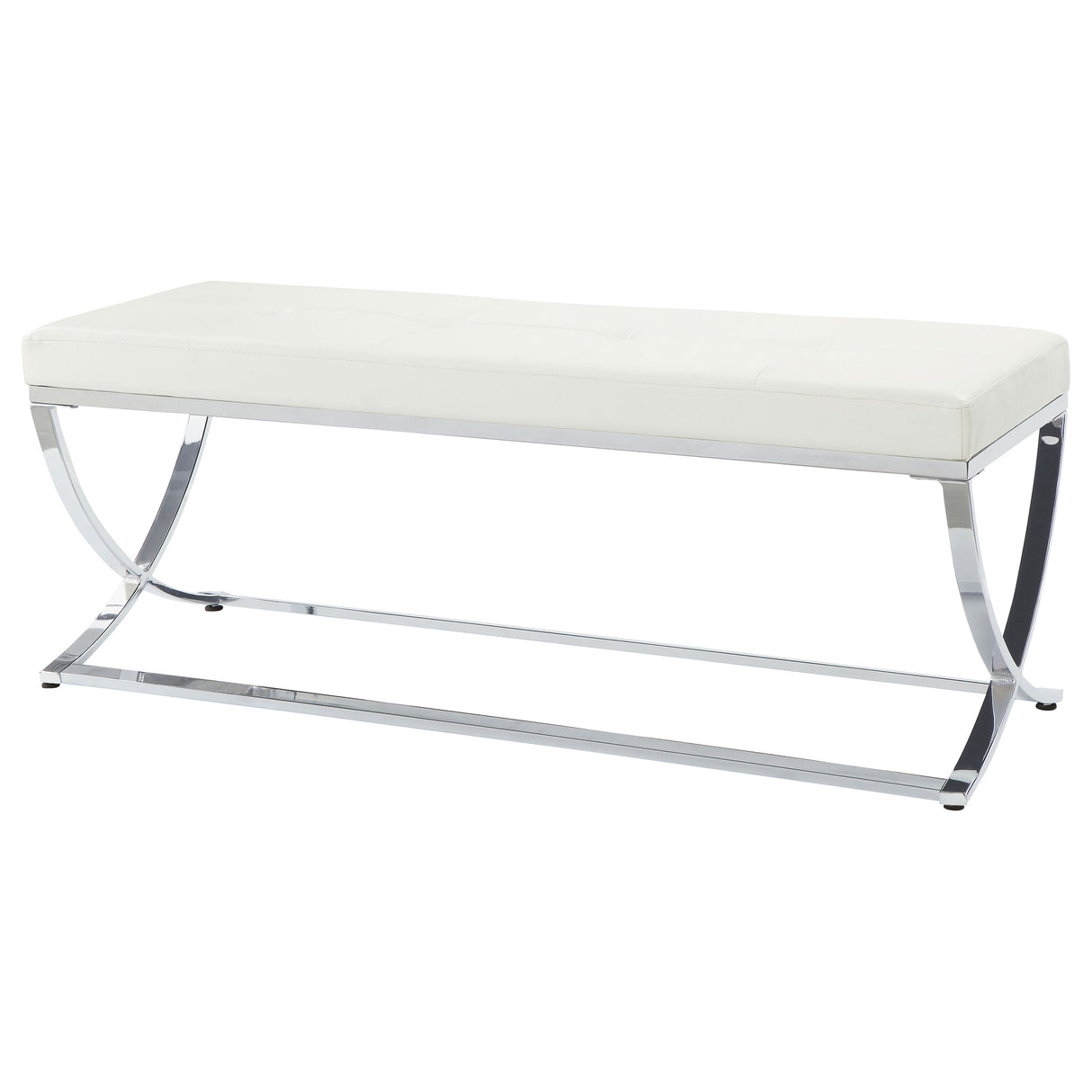 Bench - Walton Bench with Metal Base White and Chrome