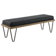 Bench - Chad Upholstered Bench with Hairpin Legs Dark Blue
