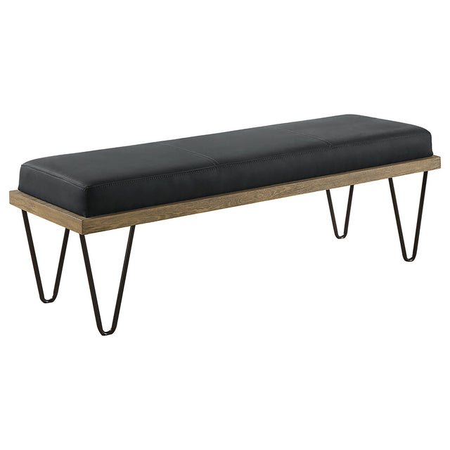 Bench - Chad Upholstered Bench with Hairpin Legs Dark Blue