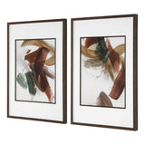 Velocity Framed Abstract Prints (Set of 2) Brown / Green / Red / White - Dark Brown / Green by Uttermost - View 4