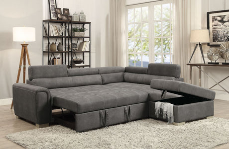 Acme - Thelma Sectional Sofa W/Pull-Out Bed 50275 Gray Polished Microfiber