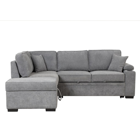 Modern Sleeper Sofa Bed with Storage Ottoman, Gray Linen, 84.75' L Shape Couch for Living Room or Apartment - sold by Home Elegance USA