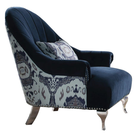 Acme - Jaborosa Chair W/Pillow 50347 Blue Velvet