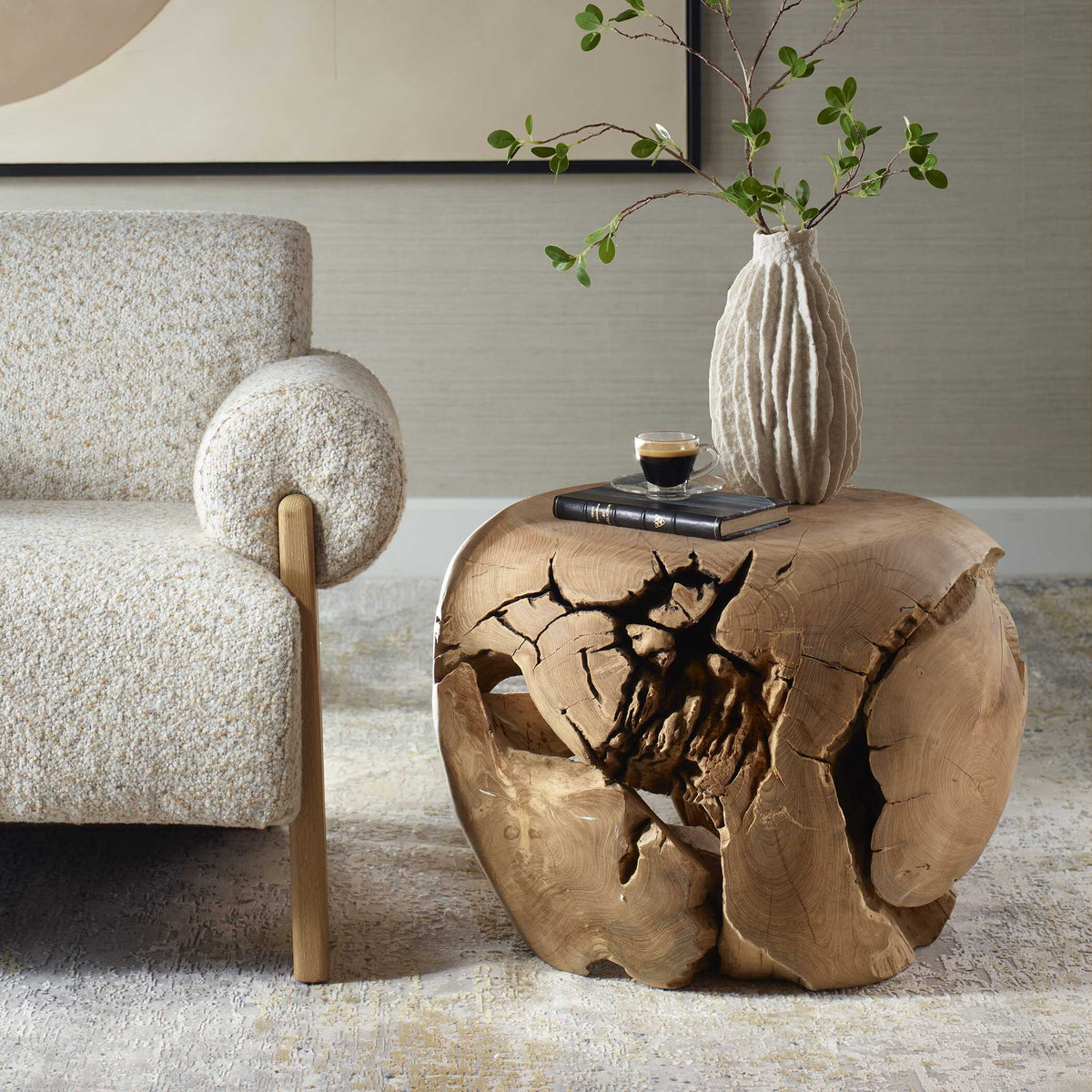 Sola Handcrafted Teak Side Table - Beige by Uttermost - View 10